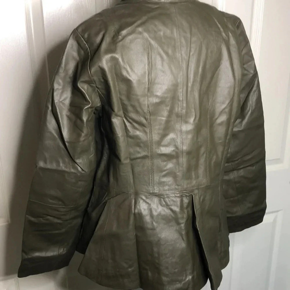 JESSICA LONDON Olive Green Leather Blazer/Jacket - Picture 5 of 11
